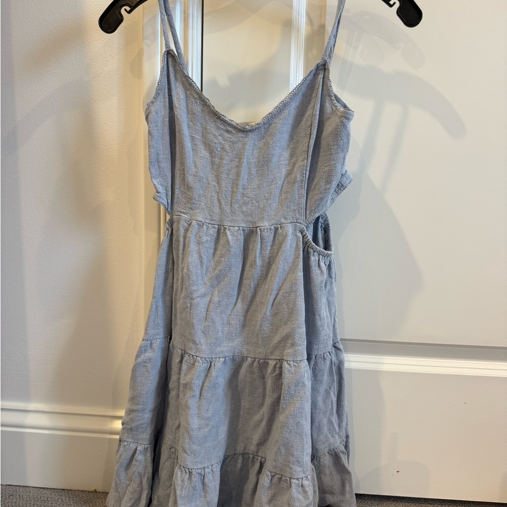 Altar’d state light blue linen mini dress with cutouts